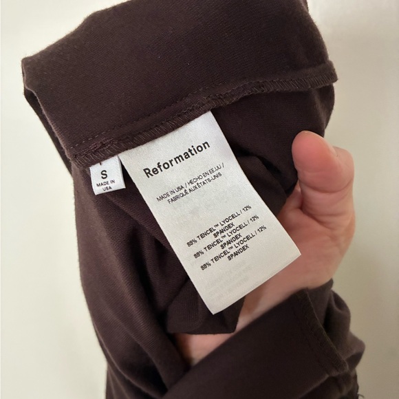 Reformation Brown Ruched Square-Neck Midi Dress - Picture 4 of 8